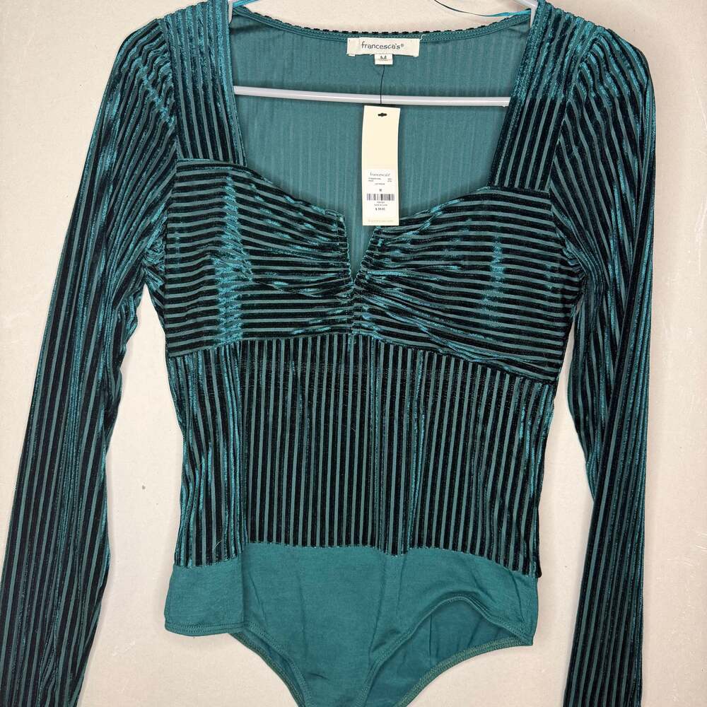 Francesca’s green velvet bodysuit NWT